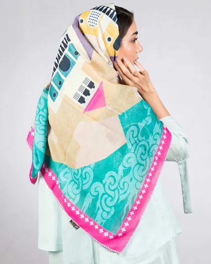 روسری بزرگ مجلسی زنانه طرح دار