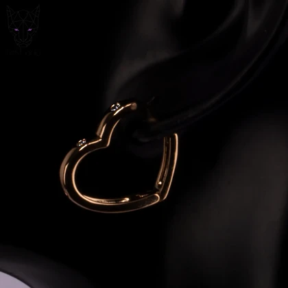 گوشواره حلقه‌ای قلب نگین‌دار ژوپینگ