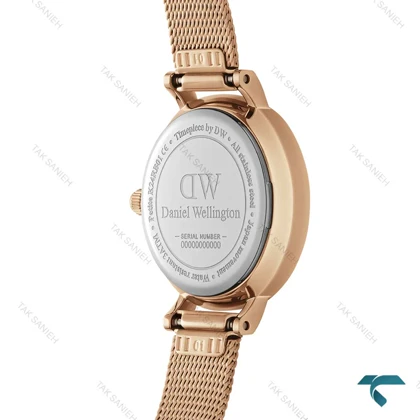 ساعت مچی زنانه DW مینی گرد رزگلد حصیری DW-6650-L