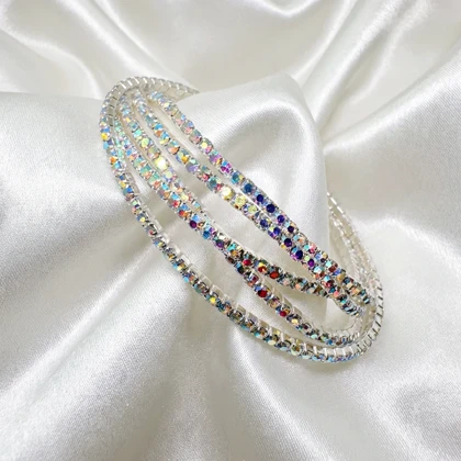 دستبند استیل طرح «تنیسی» هفت رنگ | تک‌ردیفه (فروش دانه‌ای)