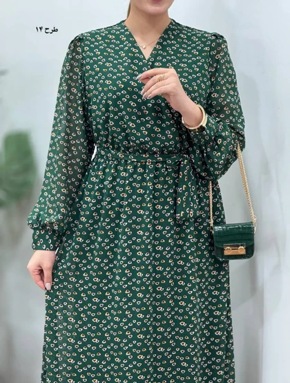 پیراهن بلند حریر آستردار آوا کد 4397