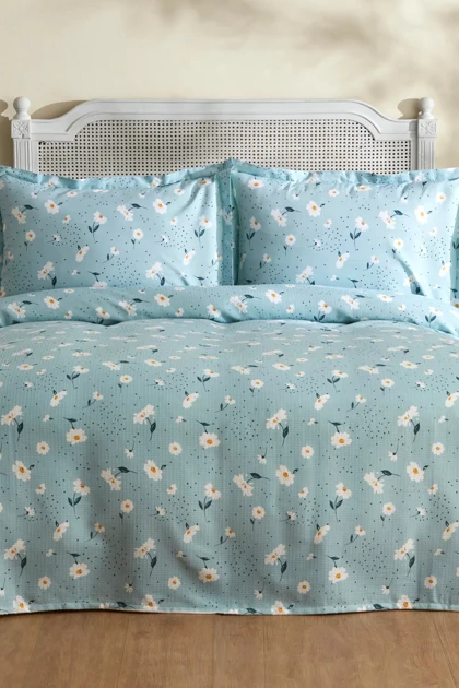 سرویس روتختی پیکه دو نفره Karaca Home مدل Daisy پنبه - نعنایی