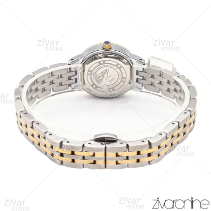 ساعت الکسا اسپشیال زنانه طلایی نقره ای صفحه سرمه ای دور نگین 106147