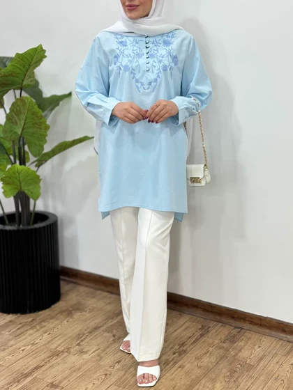 مانتو لینن گلدوزی هدیه