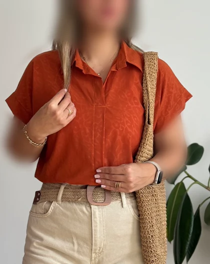 شومیز آستین کوتاه مدادرنگی