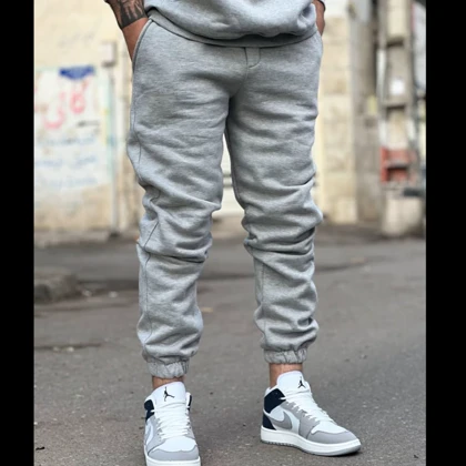 شلوار جاگر دورس طوسی ملانژ پارچه سه نخ پنبه اعلا