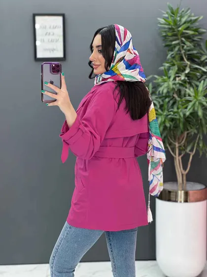 مانتو لینن پشت ژیله کمربندی