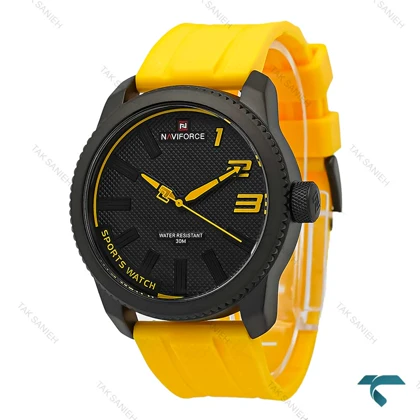 ساعت پسرانه نیوی فورس NF9202 مشکی بند رابر زرد NaviForce-7339-G