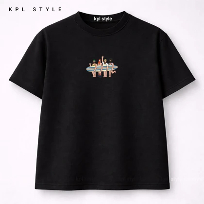 تیشرت باکسی نخ پنبه با چاپ مینیمال | کد 1319