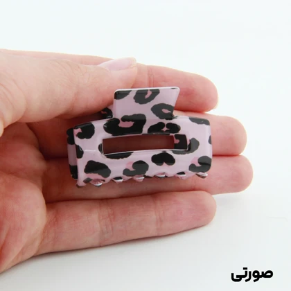 کلیپس دخترانه مدل بند انگشتی طرح مستطیل تو خالی پلنگی
