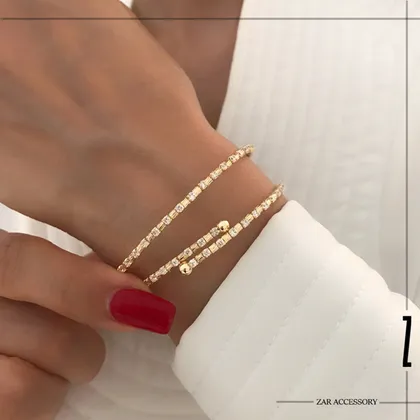 دستبند زنانه نگین تنیسی و خط