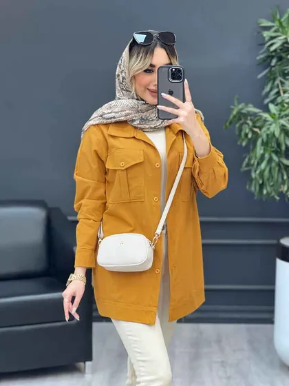 مانتو سر جیب دکمه آستین پیله