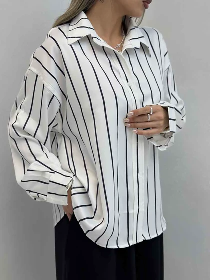 شومیز ساتن نوار دار
