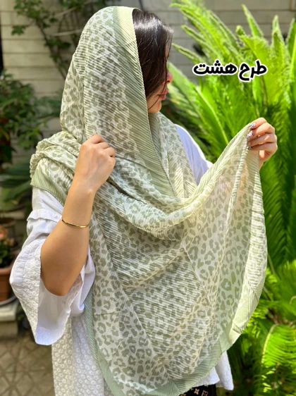 شال پلیسه سبز تابستانه 3905