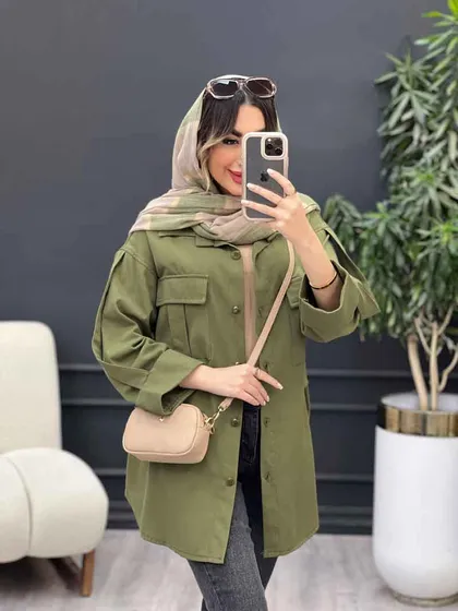 مانتو جیب کراواتی آستین پاکتی