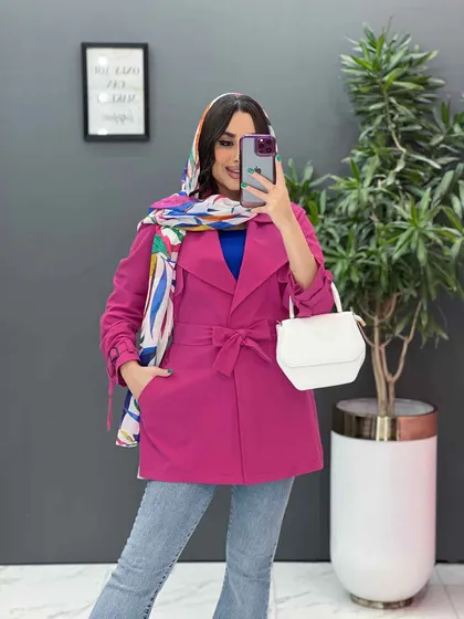 مانتو لینن پشت ژیله کمربندی