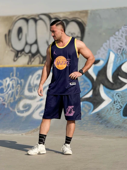 ست بسکتبالی لیکرز جردن (Lakers x Jordan) پارچه فلامنت و چاپ زول (چند رنگ)