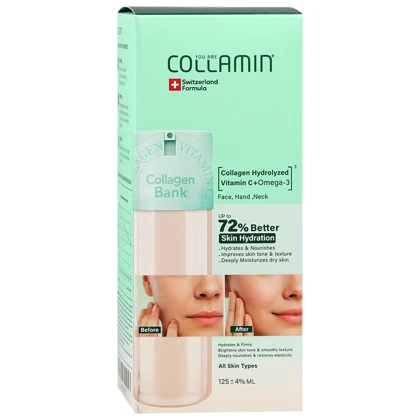 کرم آبرسان و سفت‌کننده صورت، دست و گردن کولامین مدل Collagen Bank مناسب انواع پوست حجم 125 میلی‌لیتر