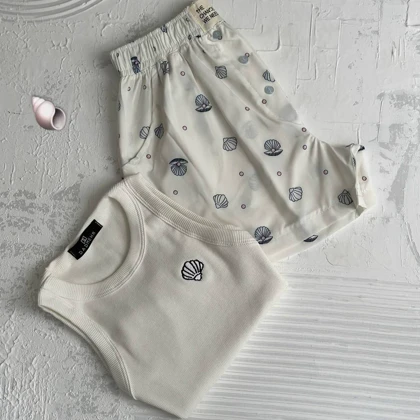 ست شلوارک و کراپ طرحدار