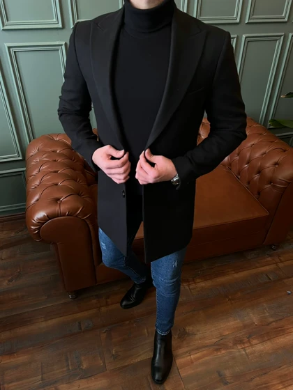 پالتو دو دکمه یقه بلیزر مشکی o123