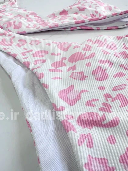 بیکینی کاپ متحرک پلنگی صورتی