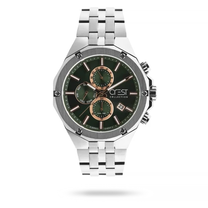 ساعت مچی مردانه کرست بند استیل دودی کد Crest 6309