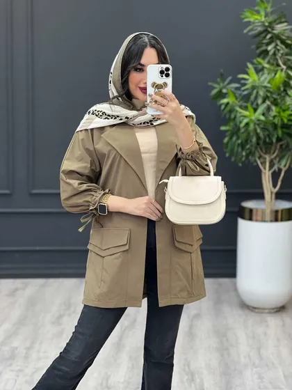 بارانی سرجیب دوبل آستین بنددار