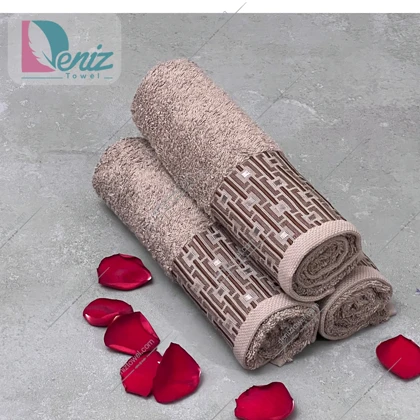 حوله دستی طرح مجیک بسته سه عددی رنگ نسکافه ای