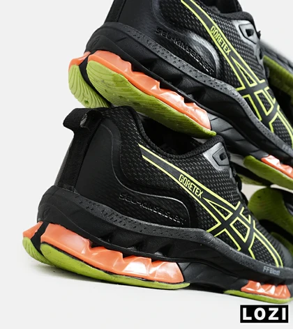 کفش کتانی مردانه مشکی لیمویی نارنجی ASICS GORETEX