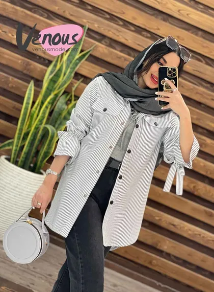 مانتو راه راه آستین کش