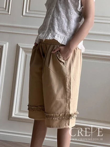 ست تاپ خامه دوزی و شلوارک چین‌دار