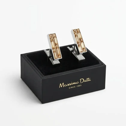 دکمه سردست لاکچری طرح جواهر لولایی دو رو برند Massimo Dutti