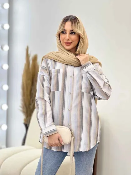 شومیز راه راه دو جیب