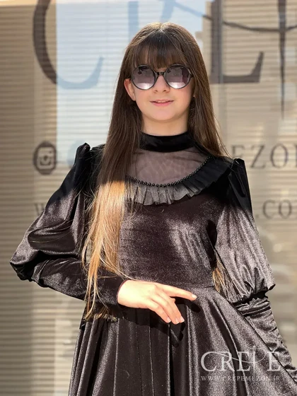 پیراهن مخمل جلو تور