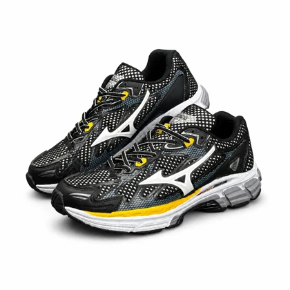 کفش کتانی مردانه مدل میزانو مشکی زرد Mizuno
