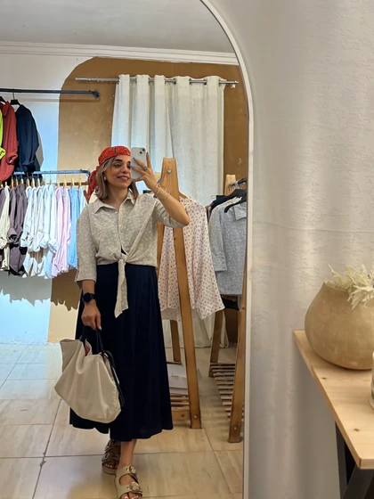 شومیز گره‌ای دخترانه طرح برگ 1007