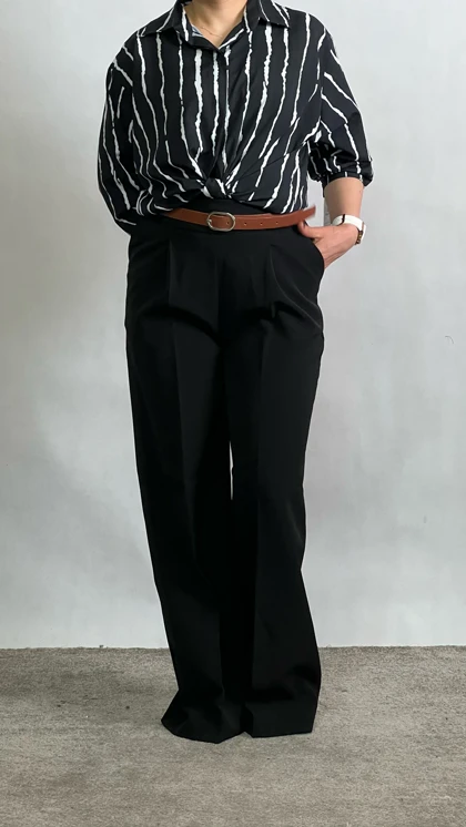 شلوار پارچه‌ای زنانه کرپ درجه یک نیم بگ ایستایی عالی