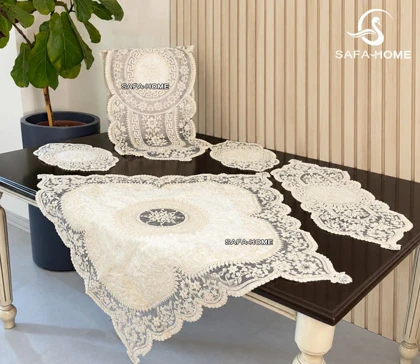 ست رومیزی مخمل قیطان طرح ورساچه 5 تکه