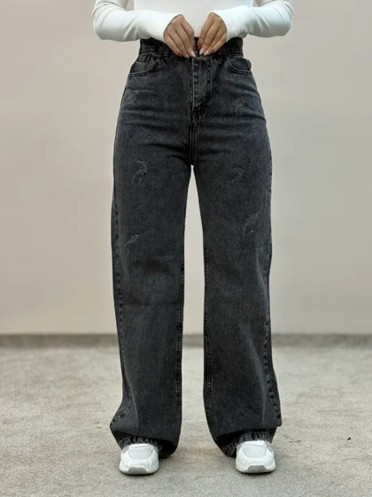 شلوار جین نیمبگ زغالی6171