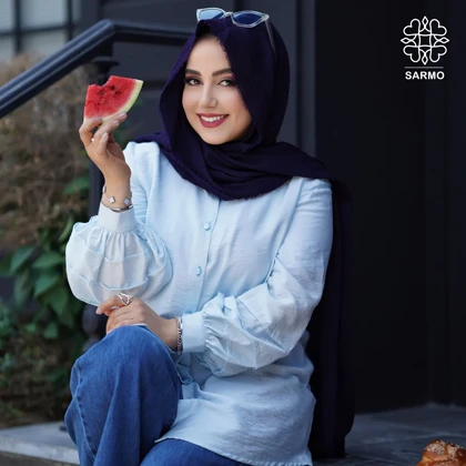 شومیز پاستیلی آبی
