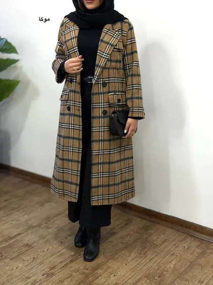 پالتو پشمی بلند آستردار متینا