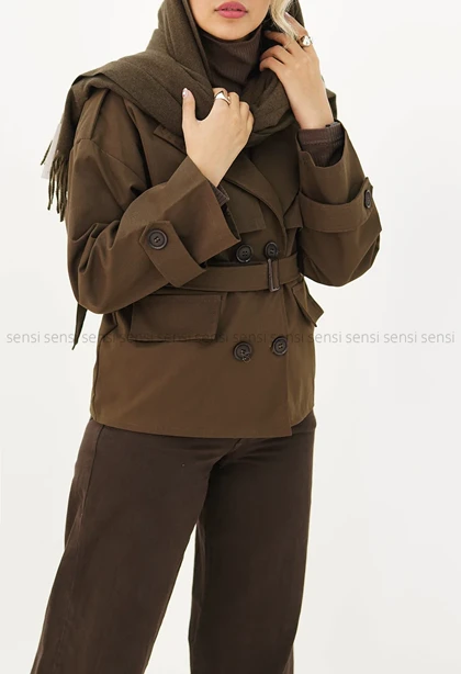 ترنچ کت کتان آستر دار @کد1004648