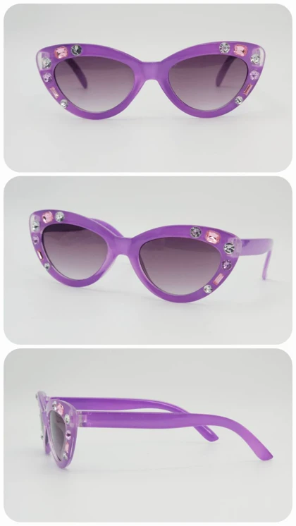 عینک آفتابی بچگانه گربه‌ای نگین‌دار با شیشه‌های ضد اشعه UV