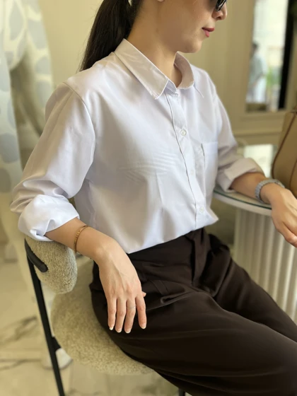 شومیز سفید بیسیک زنانه کد 1010