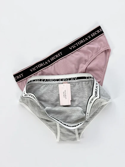 شورت اسلیپ زنانه نخ پنبه کمر کش ساده بسته 2 عددی ویکتوریا سکرت Victoria's Secret