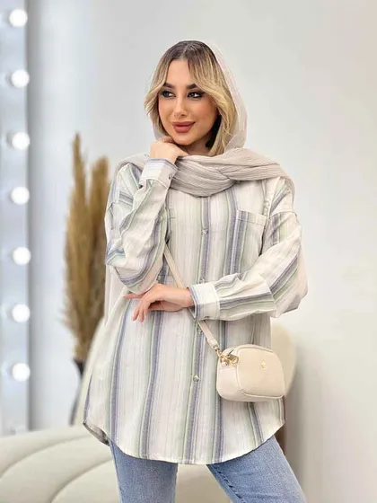 شومیز راه راه دو جیب