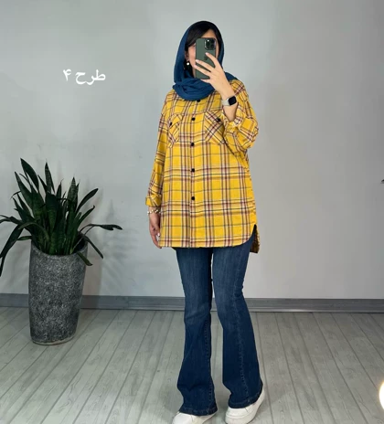 مانتو چهارخونه توت فرنگی