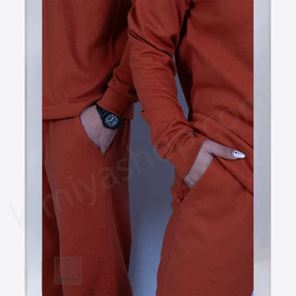 ست اسپرت بلوز شلوار نیم بگ رنگ نارنجی