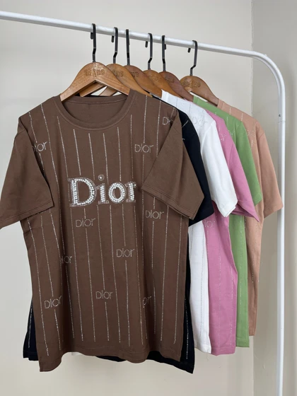 تیشرت پنبه نگین‌دار DIOR