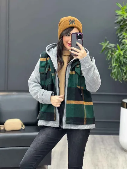 شکت چهارخونه ترکیبی دو جیب پاکتی